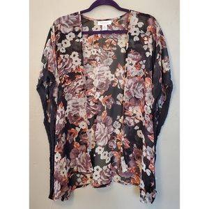 Motherhood Maternity Rose Floral Black Lace Kimono